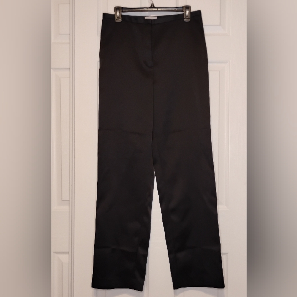 H&M  Black Tuxedo Pants Shinny Dress Party Slacks Eco Sustainable Recycled Sz 8